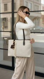off white woven bag